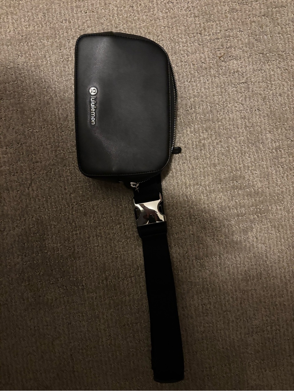 lululemon athletica Black Belt Bag with Silver Buckle